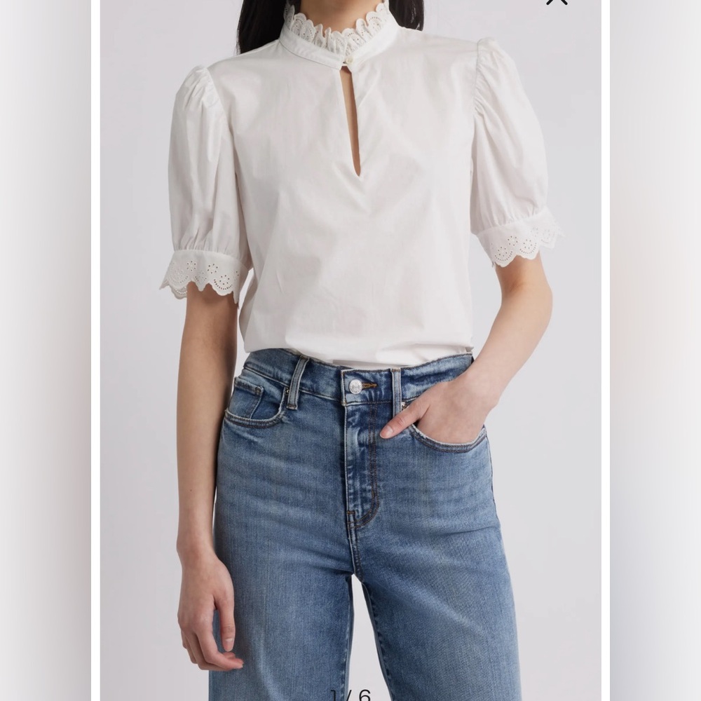 FRAME The Eyelet Inset Top